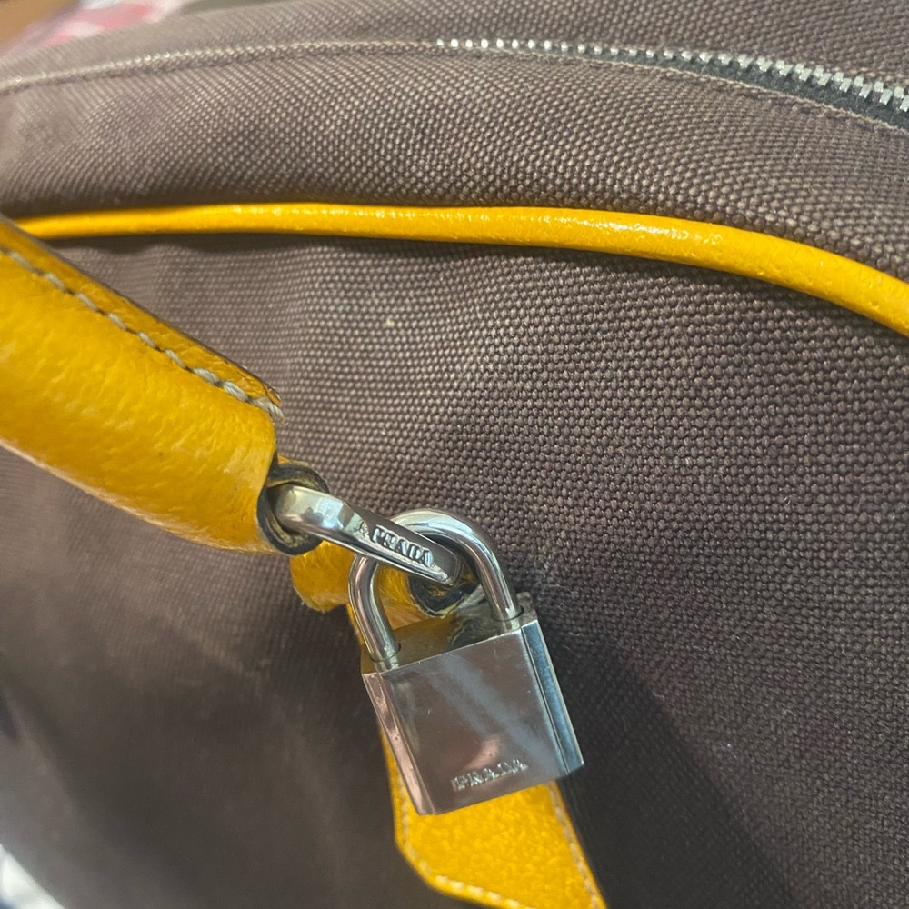 Prada Yellow and Brown Travel Bag - Picture 3 of 16